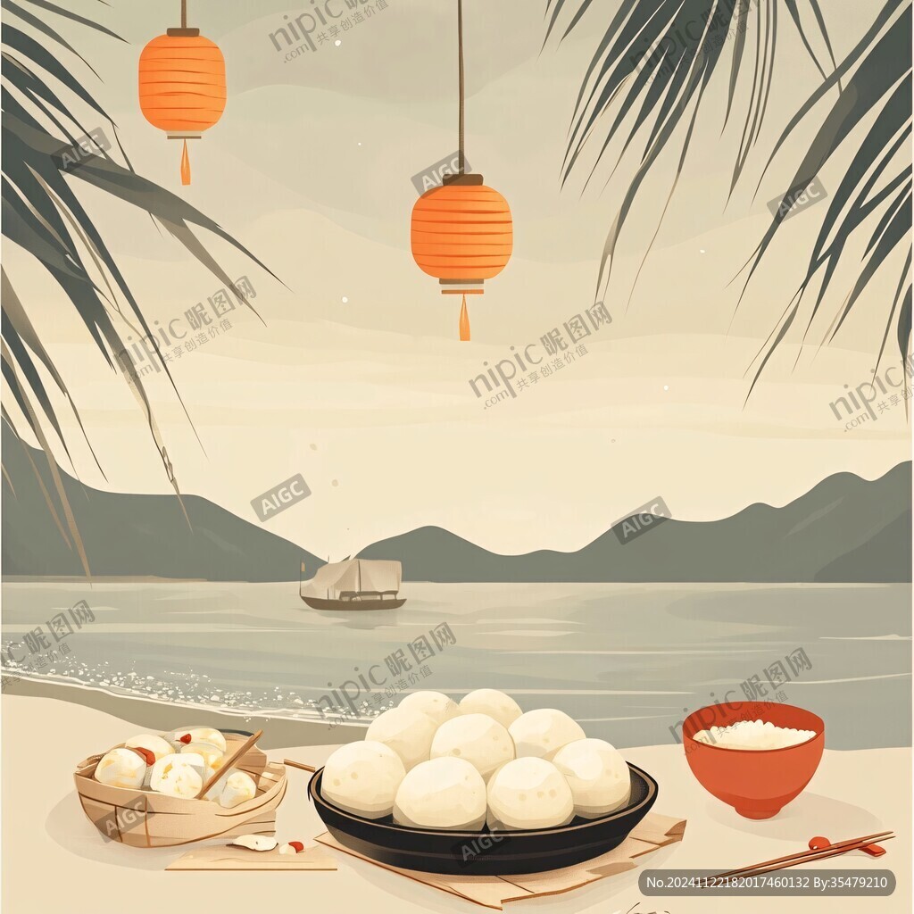 手绘汤圆元素海报