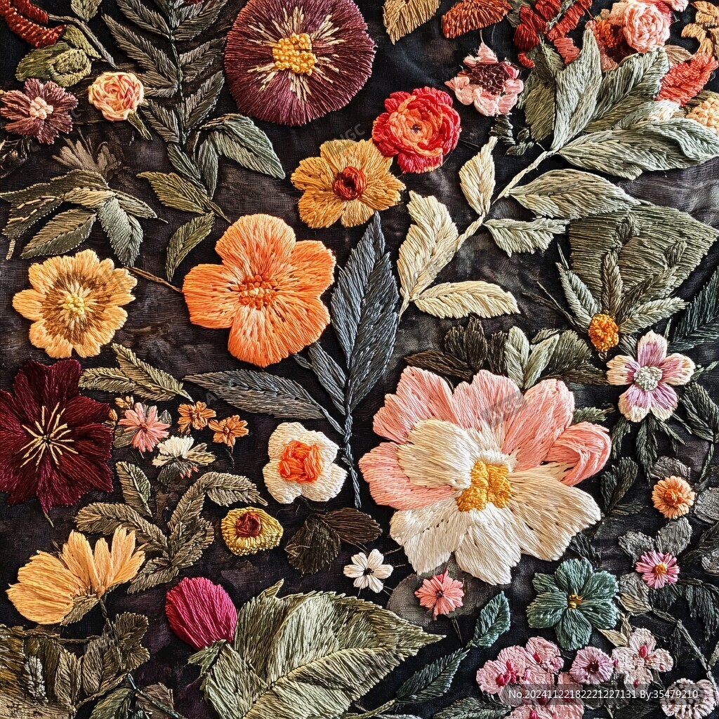 3d立体浮雕花卉花鸟