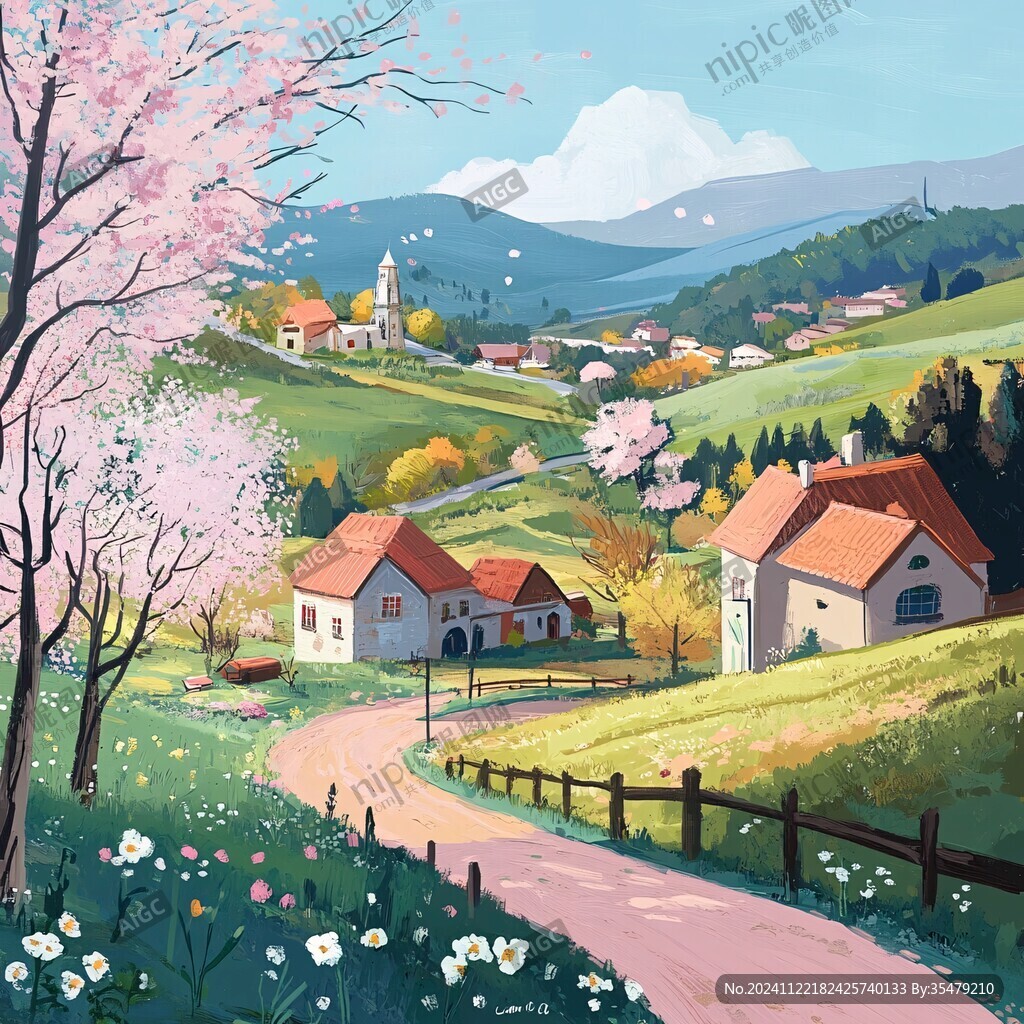 乡村场景插画