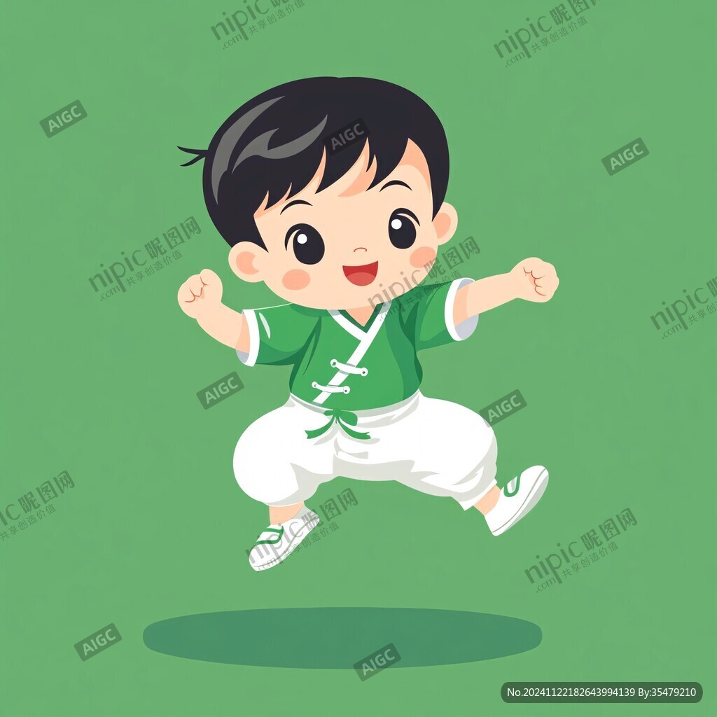 武术健身儿童插画