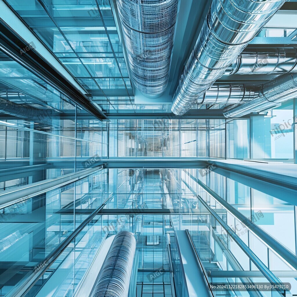 3d玻璃金属材质建筑