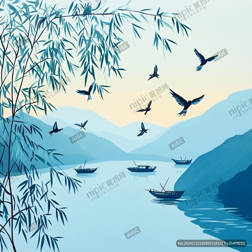 江水插画