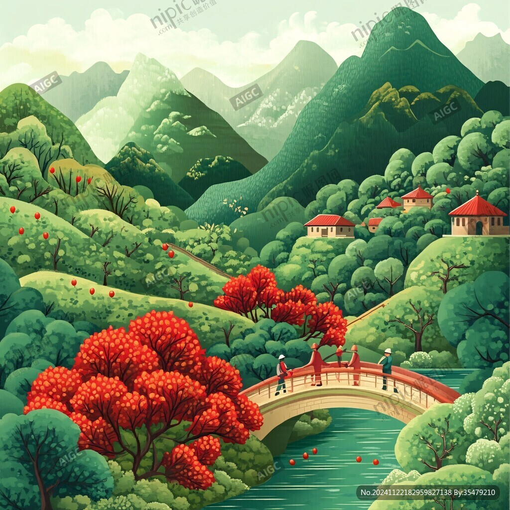 江南香山风景区插画