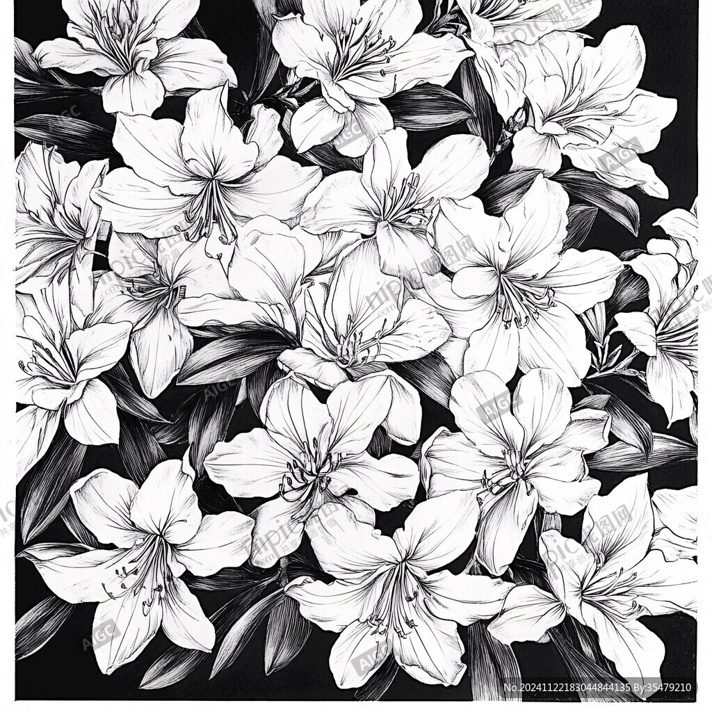 百合花版画