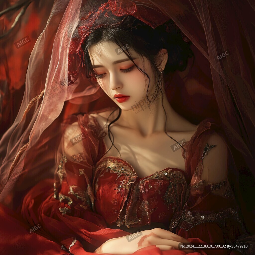 红衣少女设计古风
