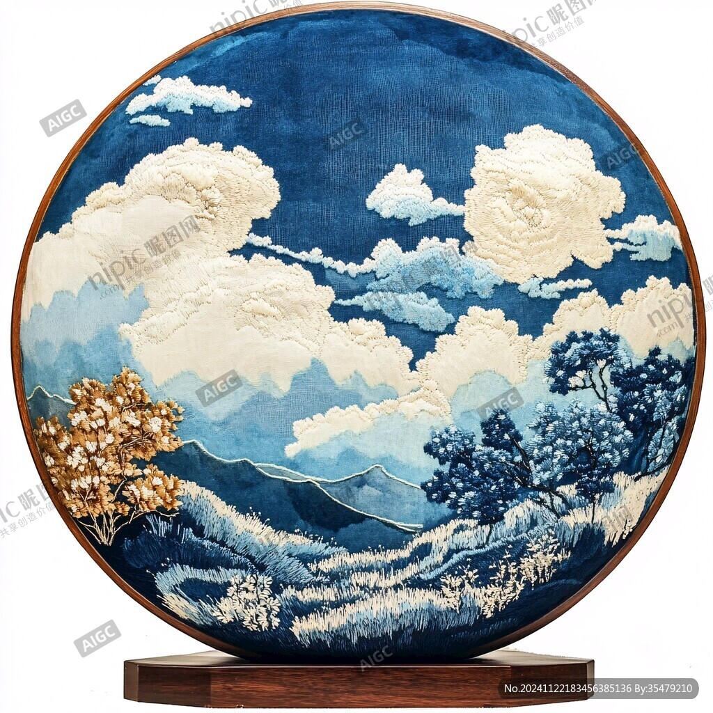 圆形山韵艺术画