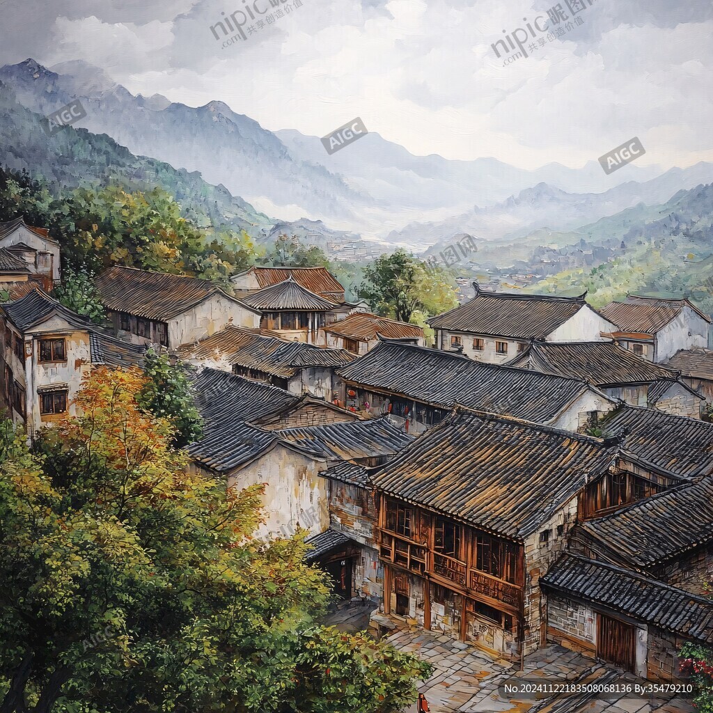爨底下风情油画