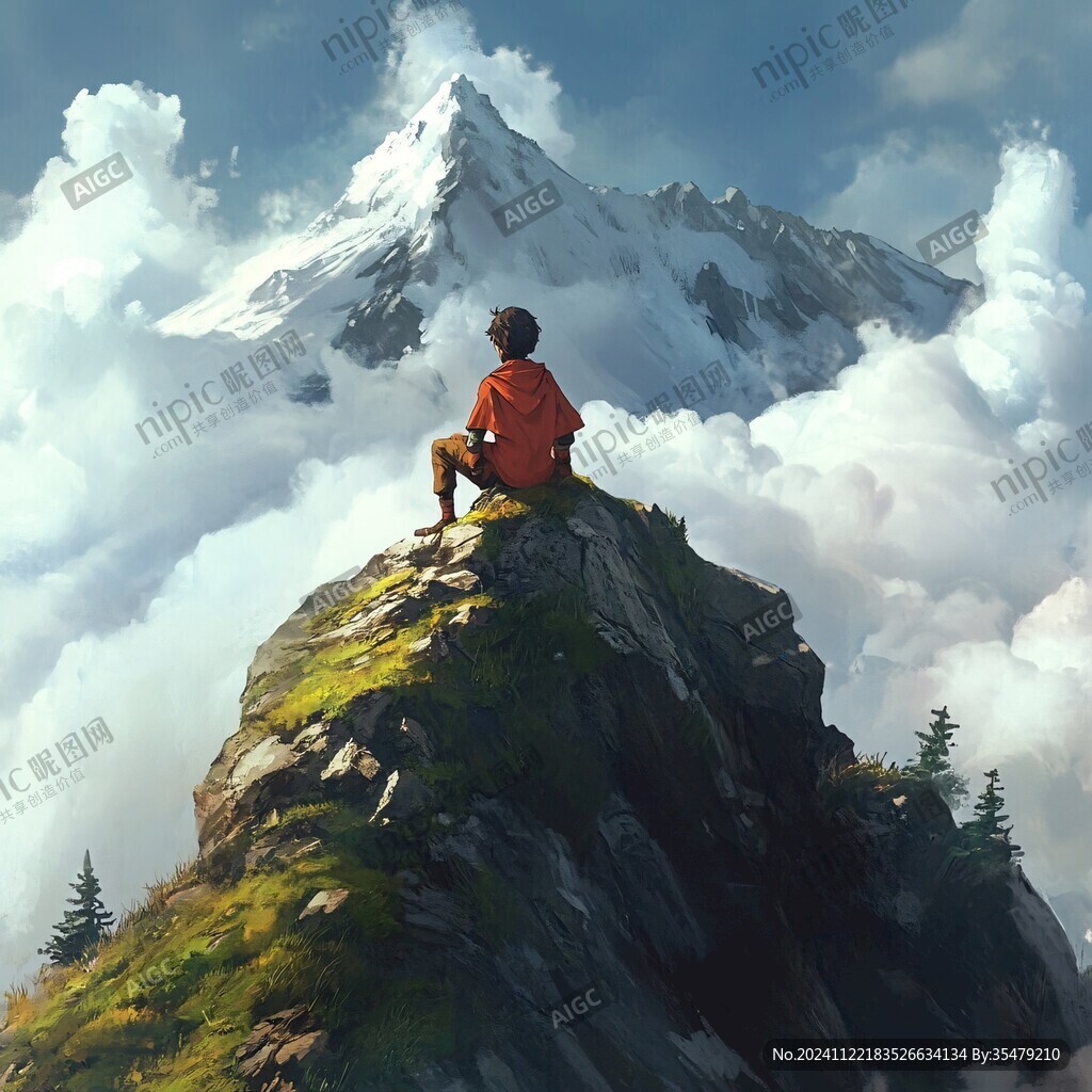 山顶风景人物