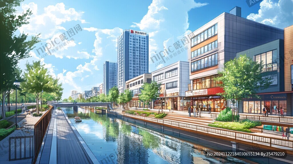 滨河时代广场插画