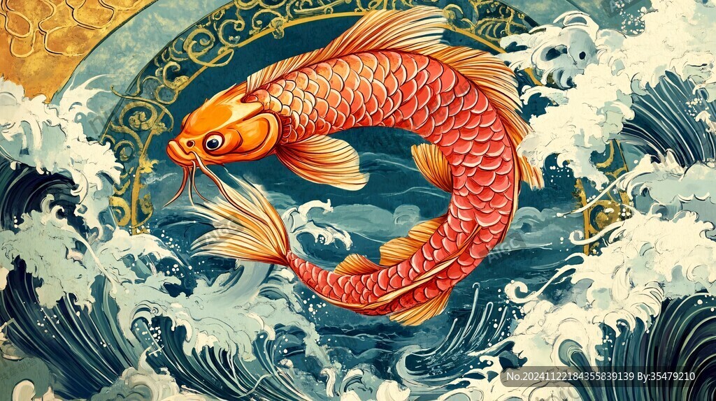 日式海浪鲤鱼