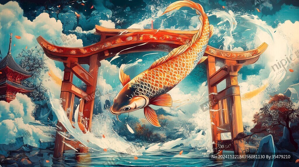 转运锦鲤插画