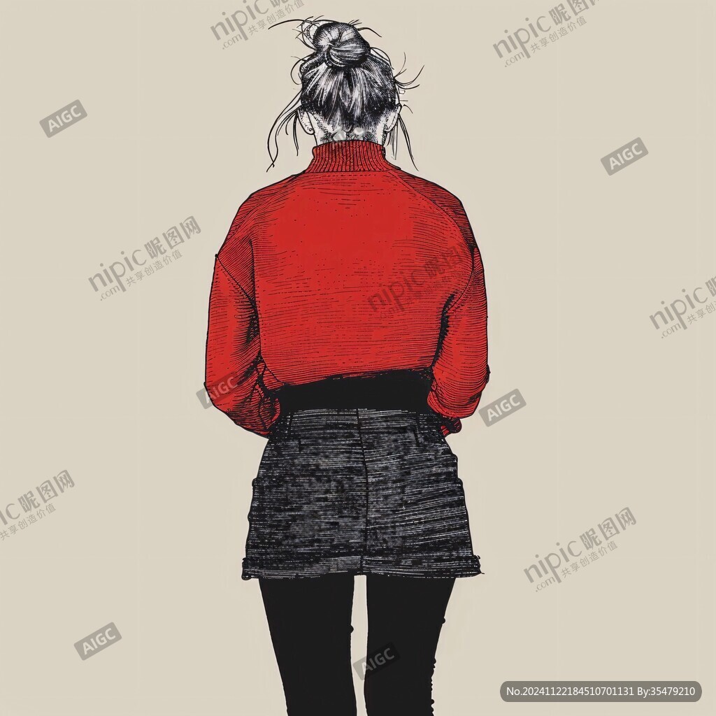 女生背影插画
