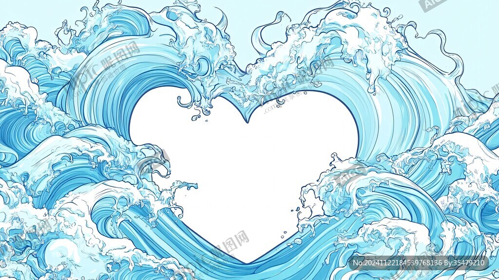 手绘海浪图