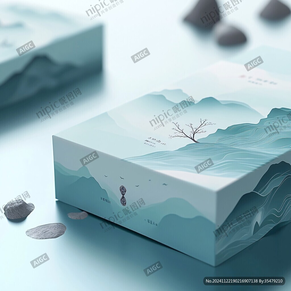 礼盒插画仙山仙境