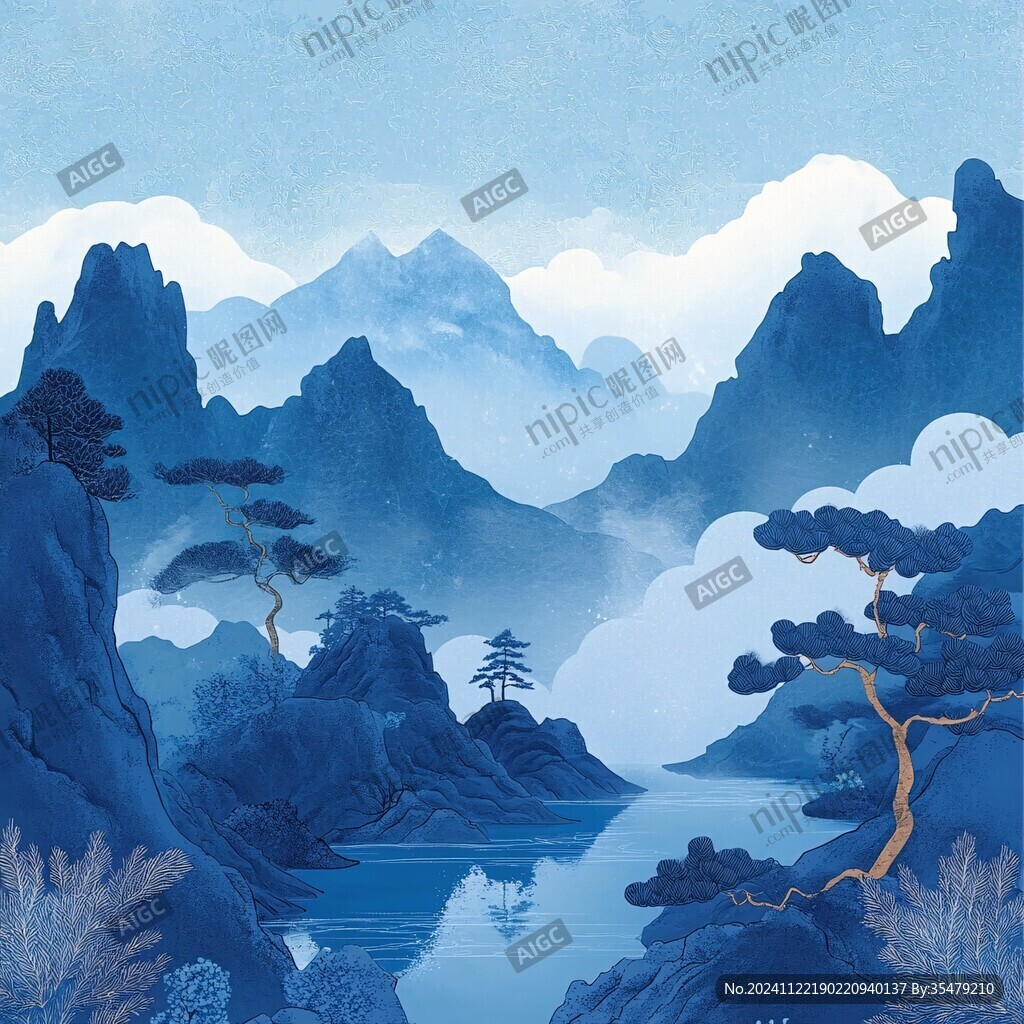 山水包装插画