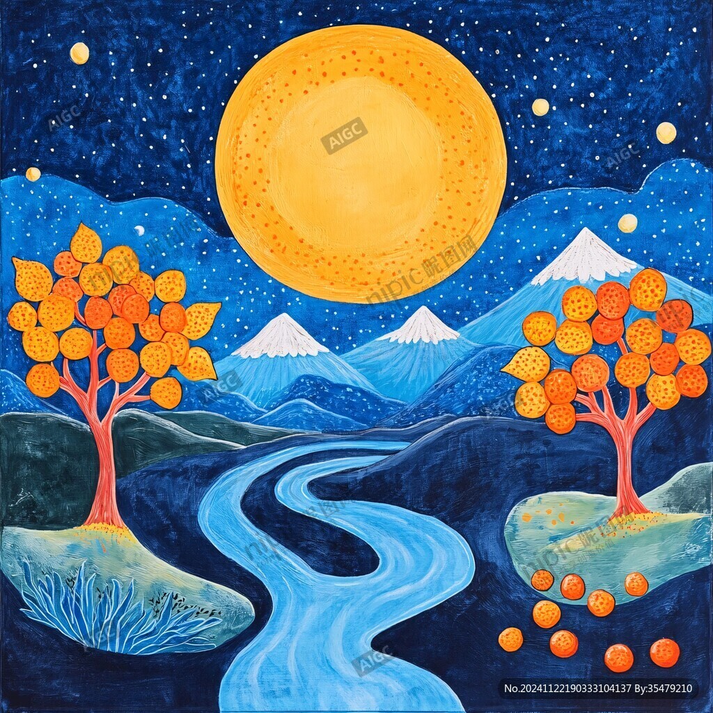 抽象昼夜山水