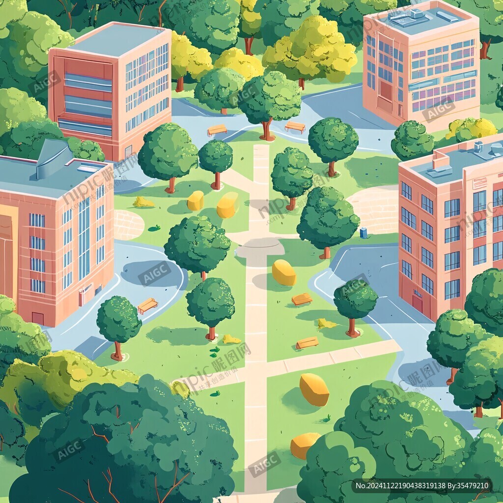 大学校园插画