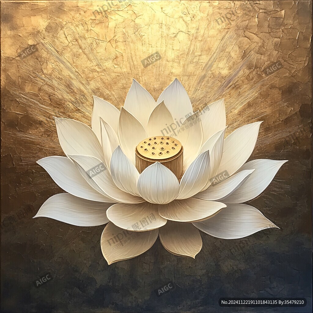 禅意莲花壁画