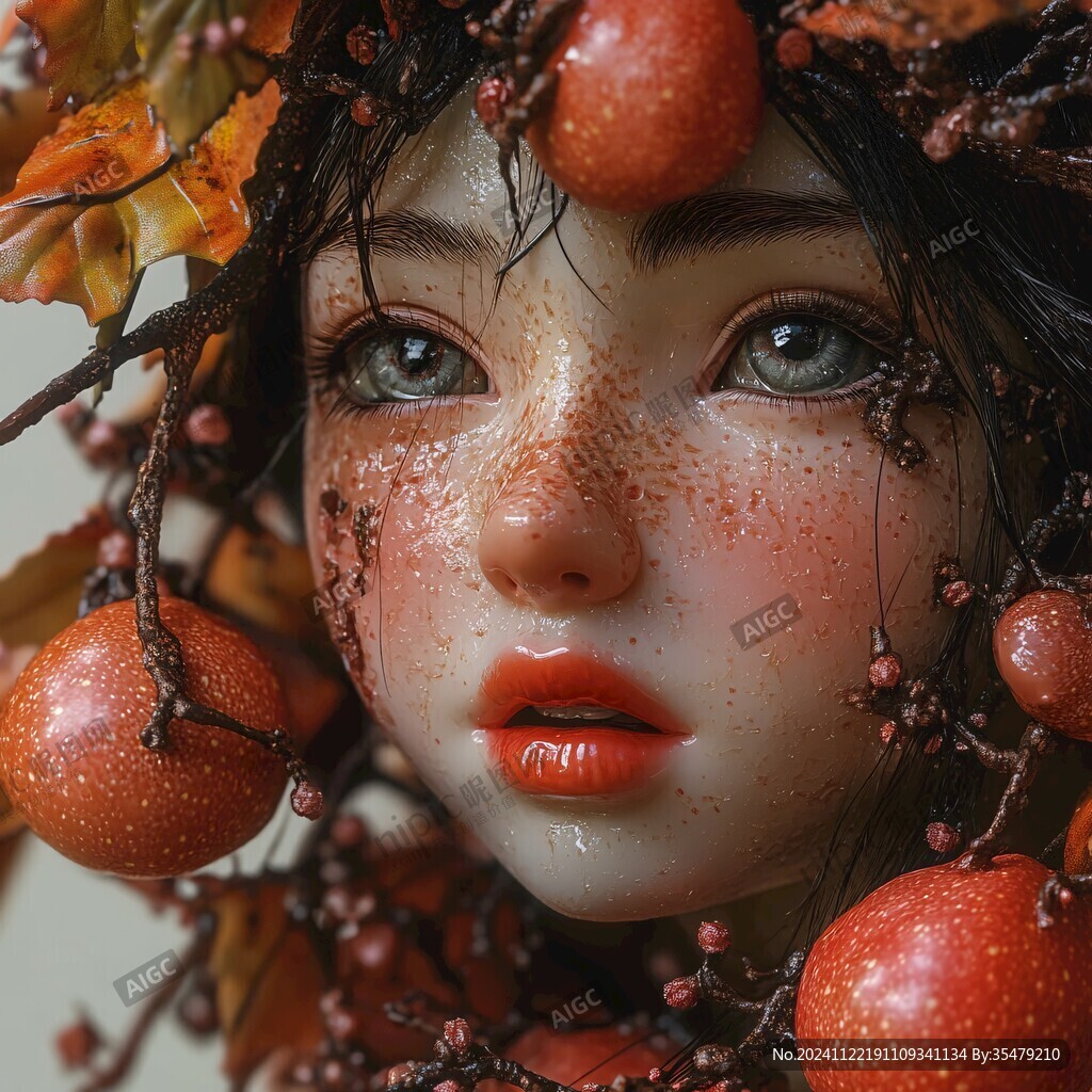 摘果实的陶瓷少女