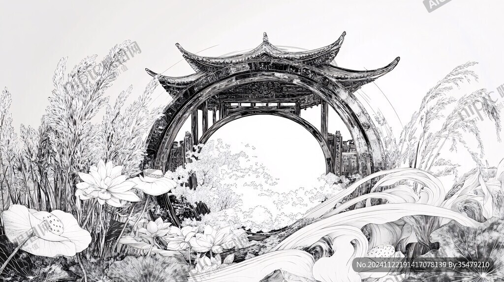 曲院风荷插画