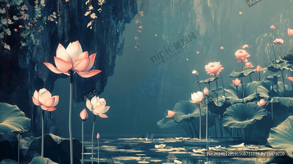 3d荷花背景