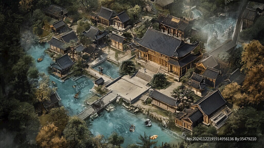 古建园林鸟瞰图