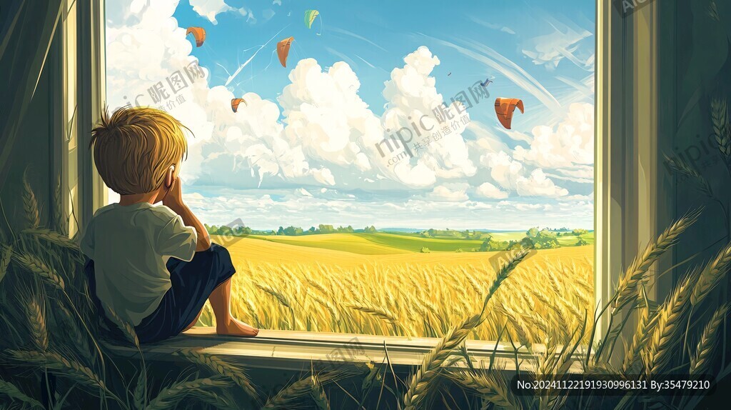 小麦田插画