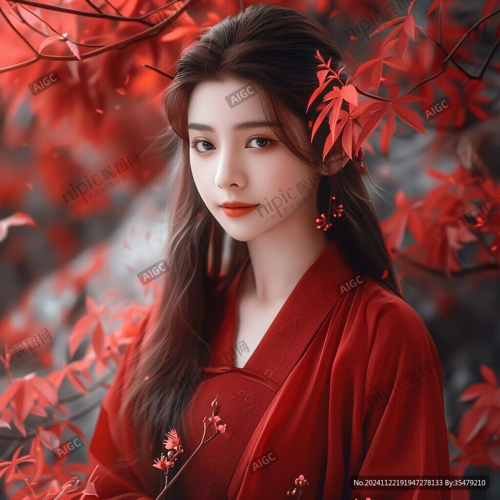 红衣少女设计古风