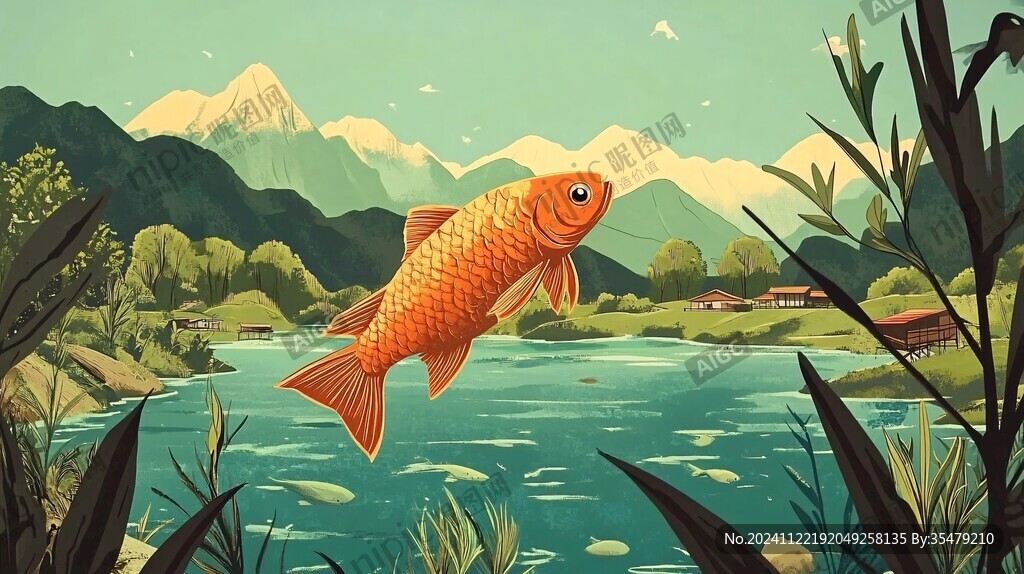 稻田鱼插画