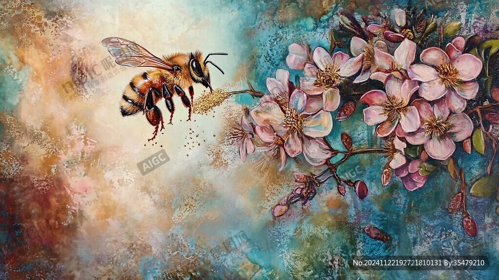 蜜蜂采蜜装饰画