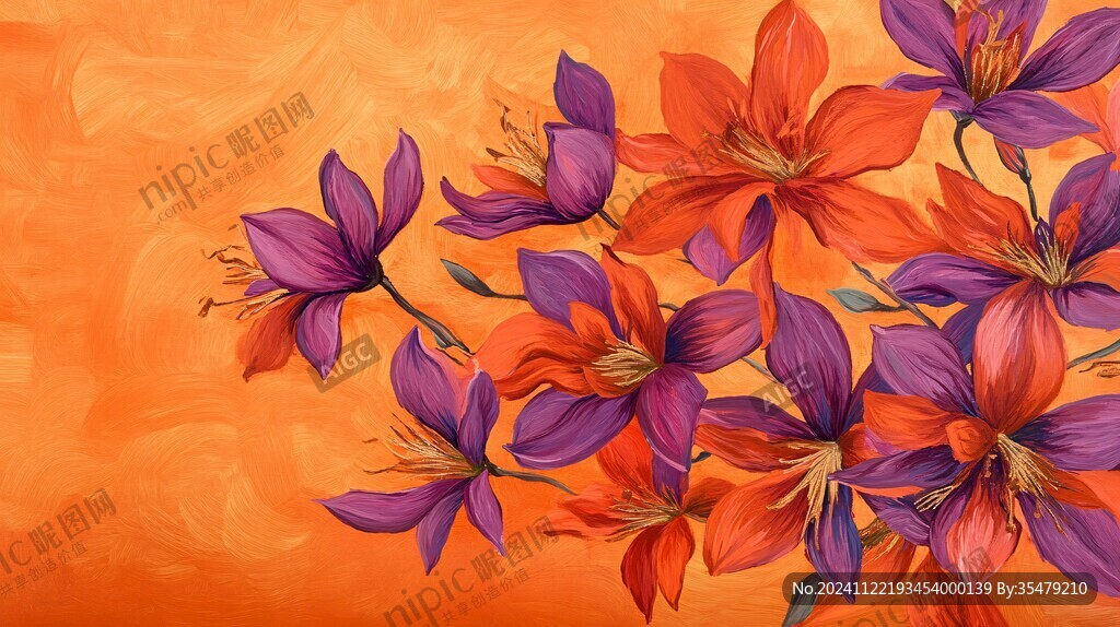 百合花壁画