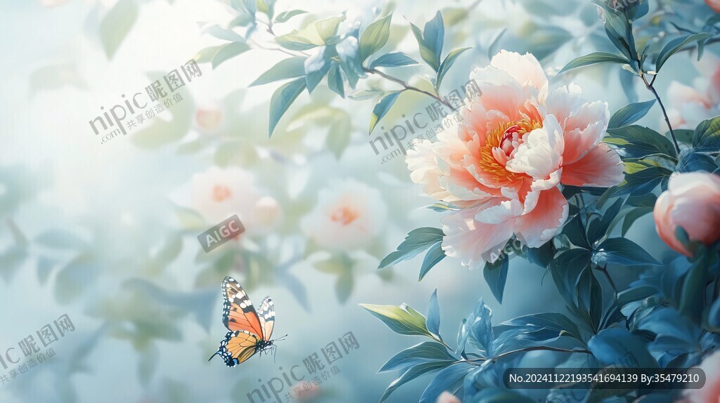 唯美花卉蝶恋花