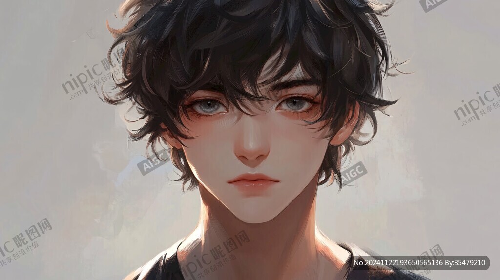 唯美男生插画