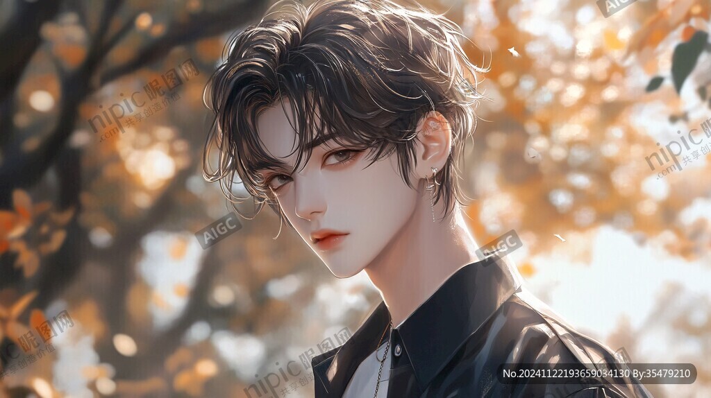 唯美男生插画
