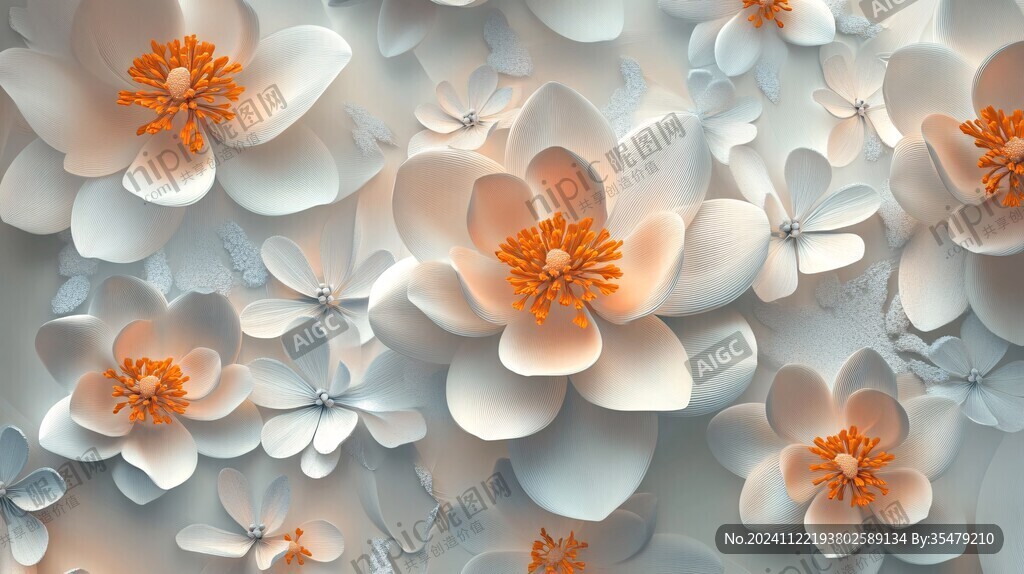 3d浮雕缤纷花卉