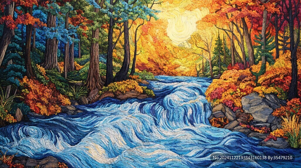 油画艺术小溪