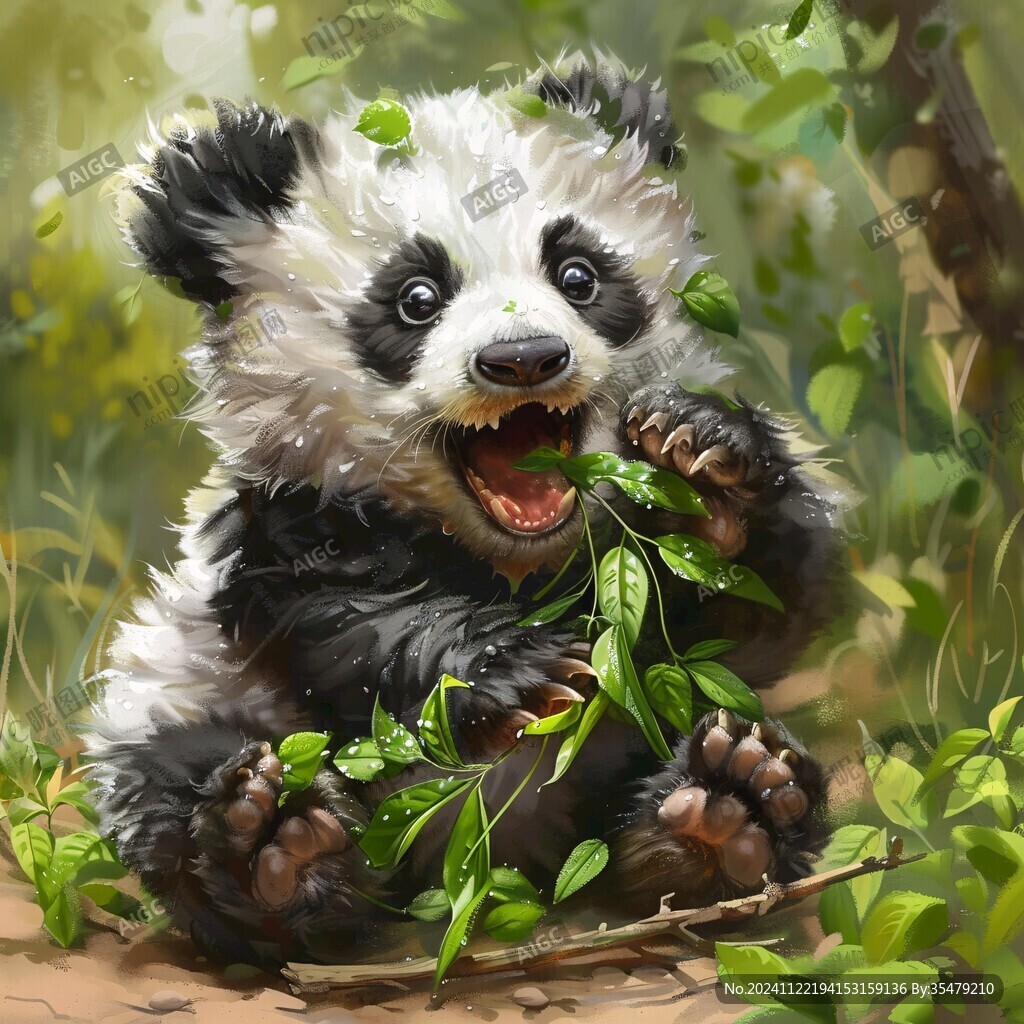 写实熊猫插画