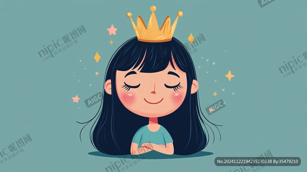 戴皇冠的女人插画