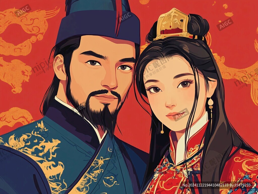 古装情侣插画