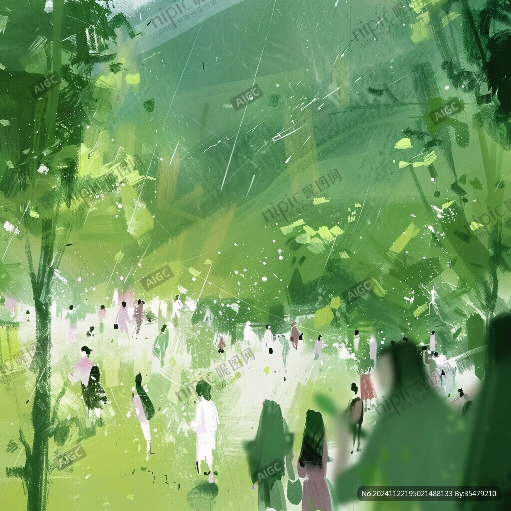手绘夏季主题朦胧插画