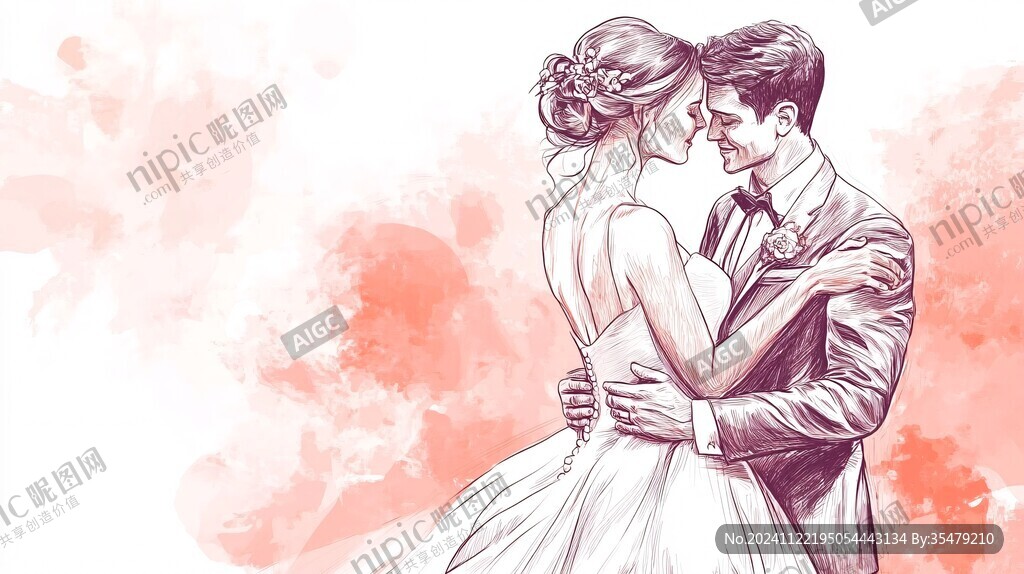 结婚照插画