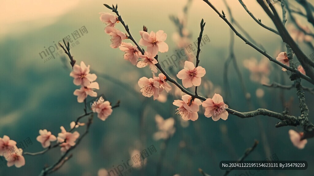 唯美山花意境桃花