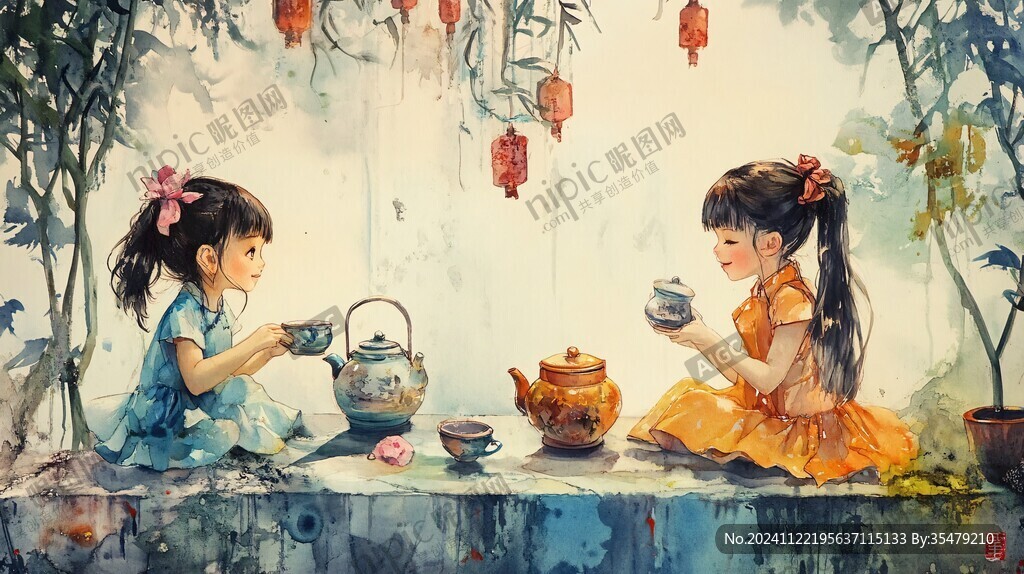 早茶壁画