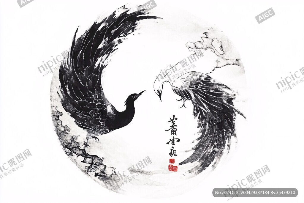 手绘凤凰古风