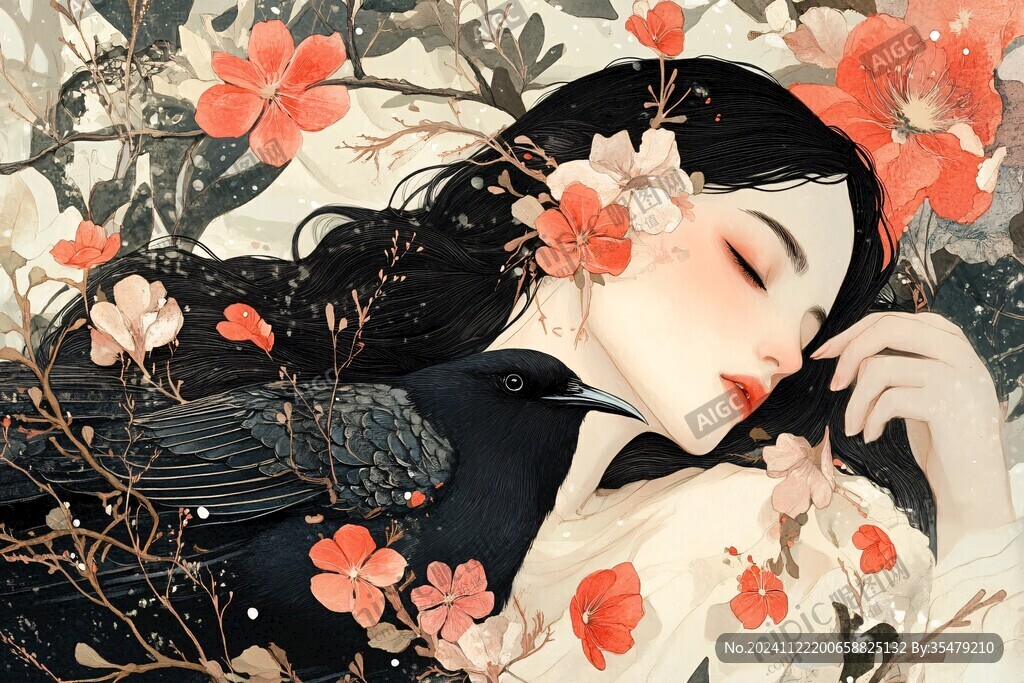 木棉花美女插画