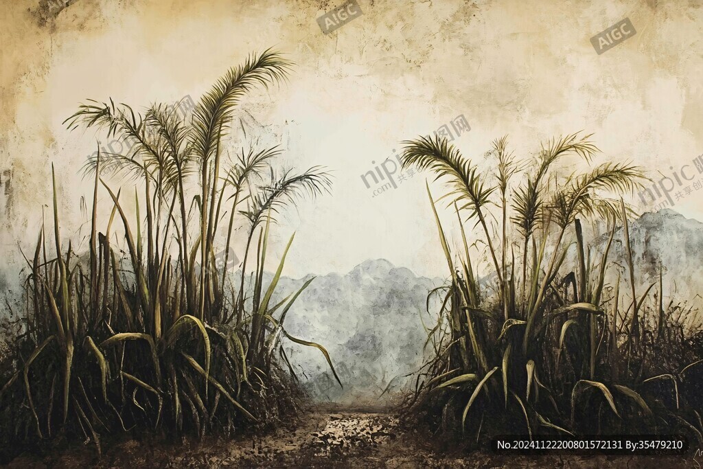 甘蔗林插画