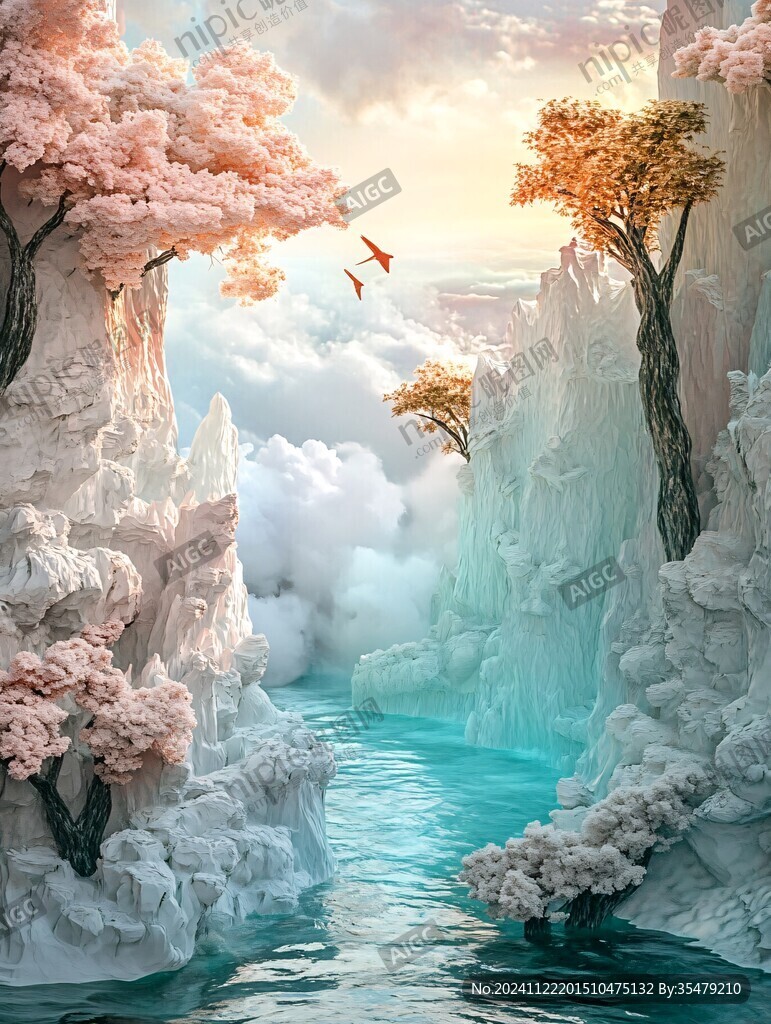 3d渲染山水画