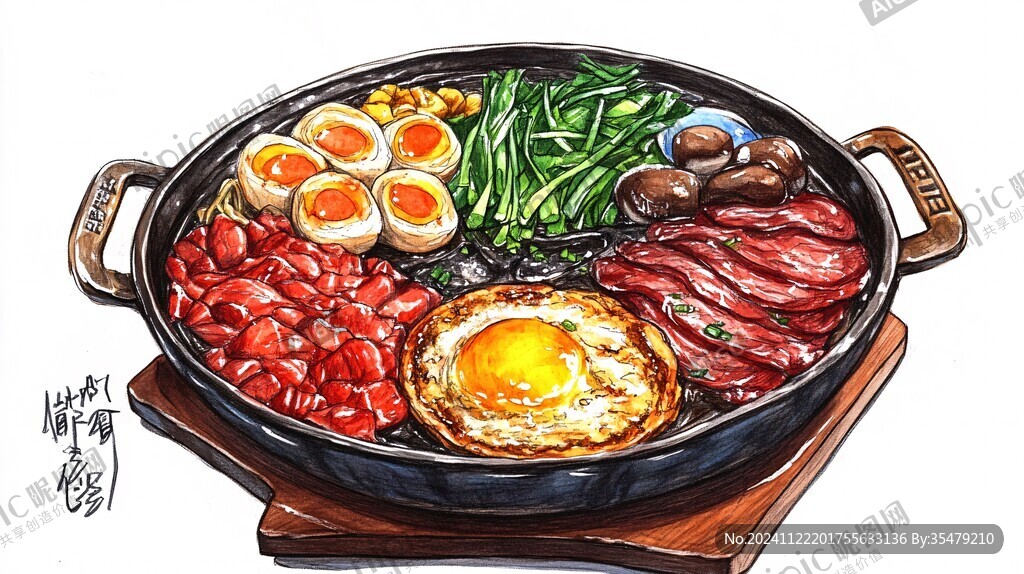 手绘煲仔饭