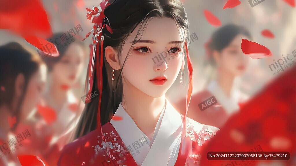 红衣少女设计古风