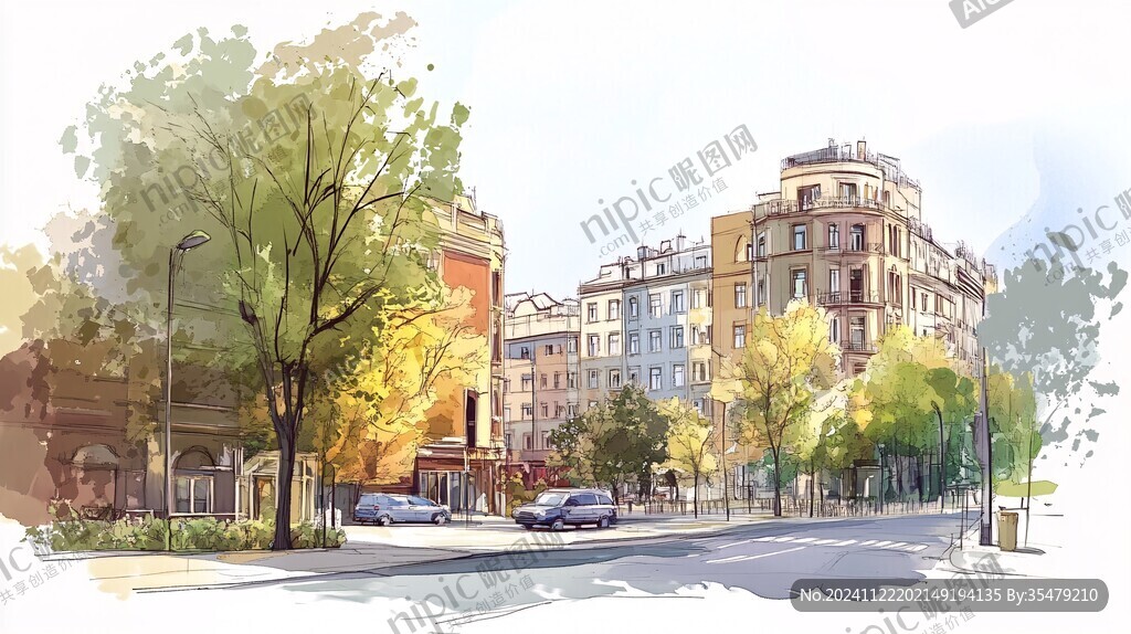 手绘街景